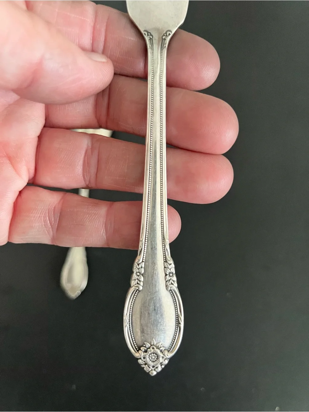 Silver-Color Ornate Serving Spoon and Spreader Set